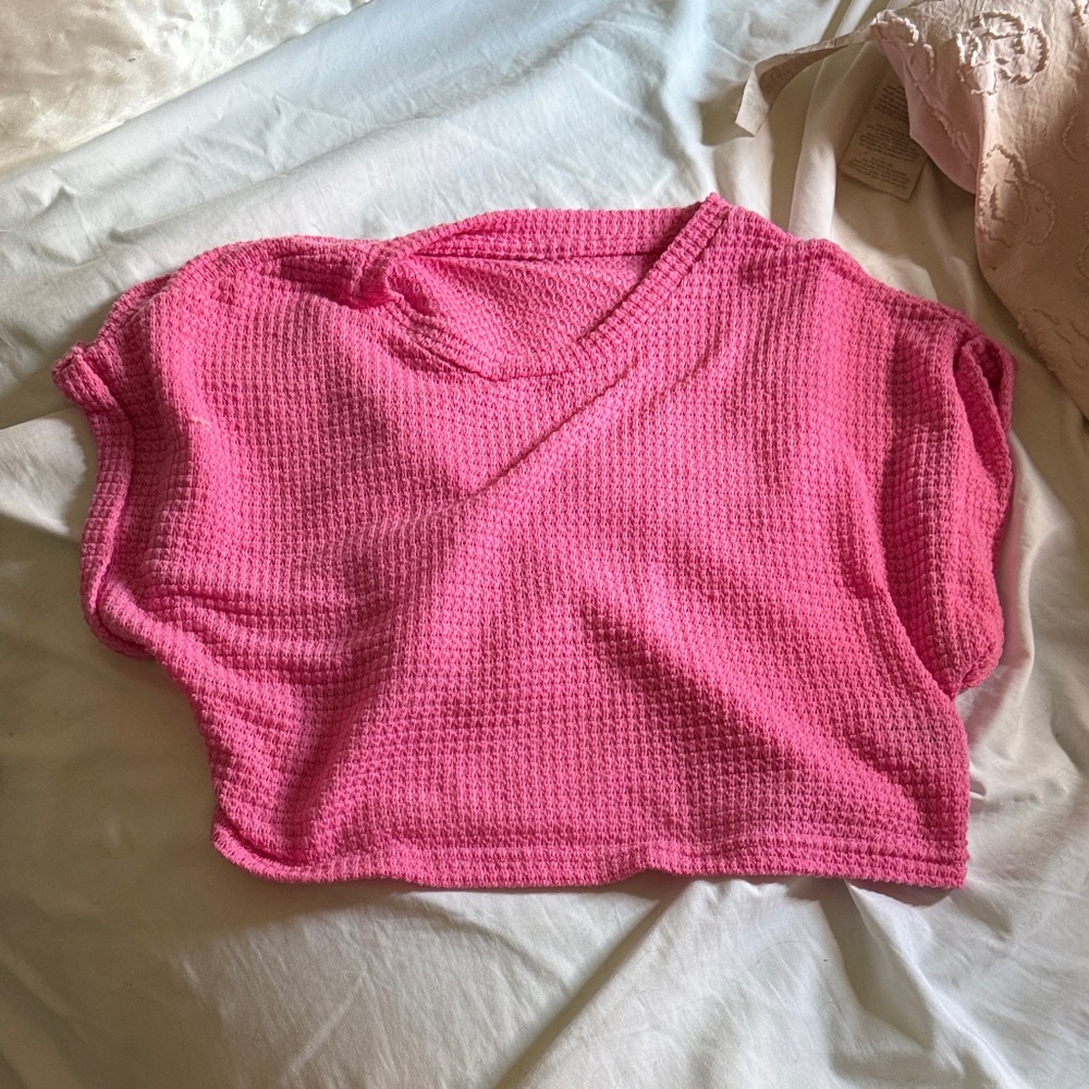 SHEIN Pink Waffle Knit Crop Top